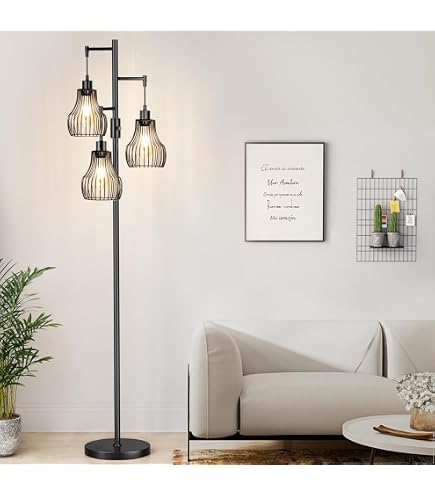 EDISHINE Dimmable Industrial Floor Lamp, Tree Floor lamp with 3 LED