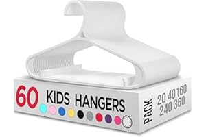 Utopia Home Kids Hangers 60 Pack - 11 Inch Plastic Baby Hangers for Closet - Childrens Hanger for Clothes & Infant Hanger for Closet - Non-Slip Shoulder Grooves, Strap Hooks & Pants Bar (White)