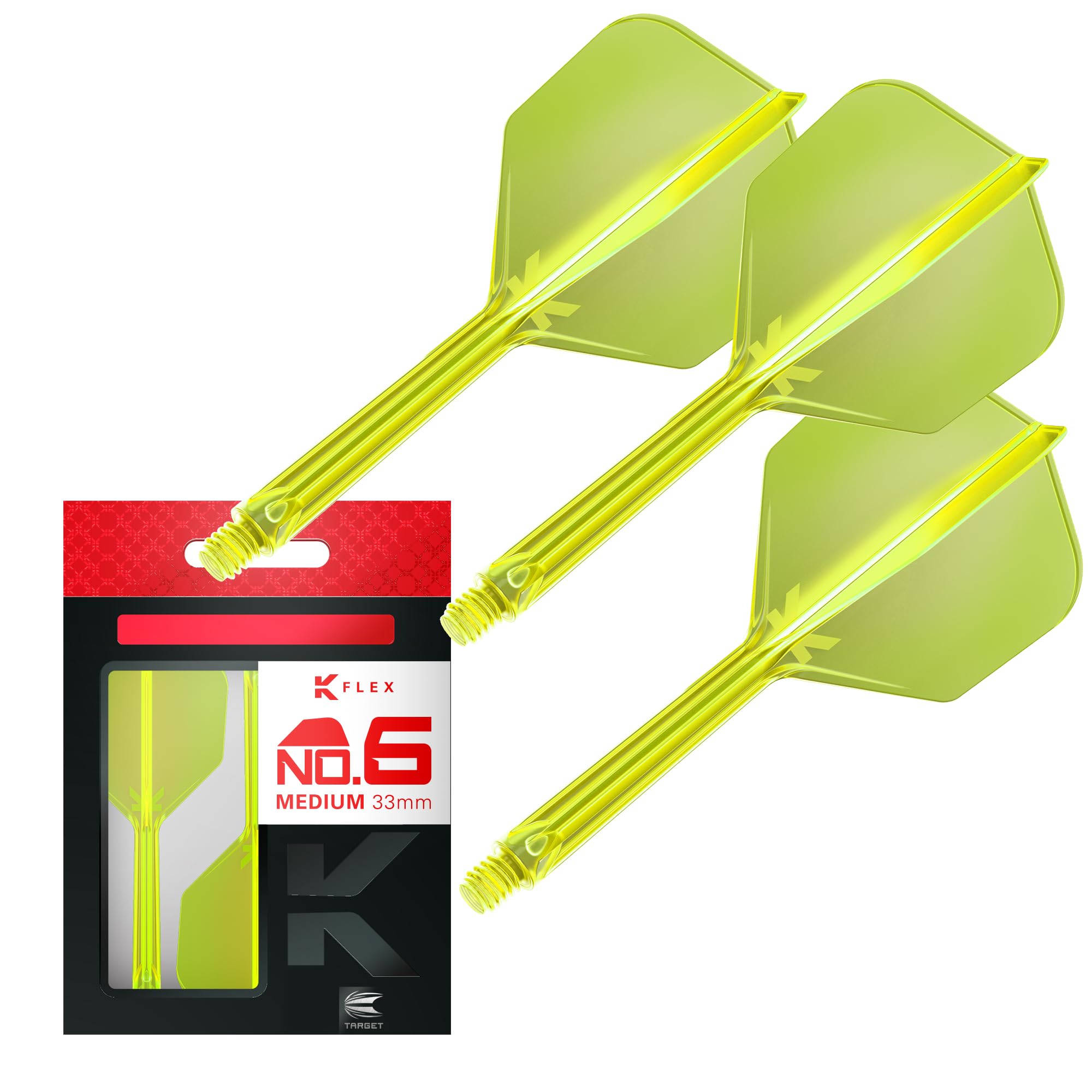 Target Darts K Flex Integrated Dart Flights And Shafts, No.6 Yellow (Medium) | Pack Of 3 K-Flex - No6, Kflex All In One Moulded Dart Flight & Stem | Professional Dart Accessories