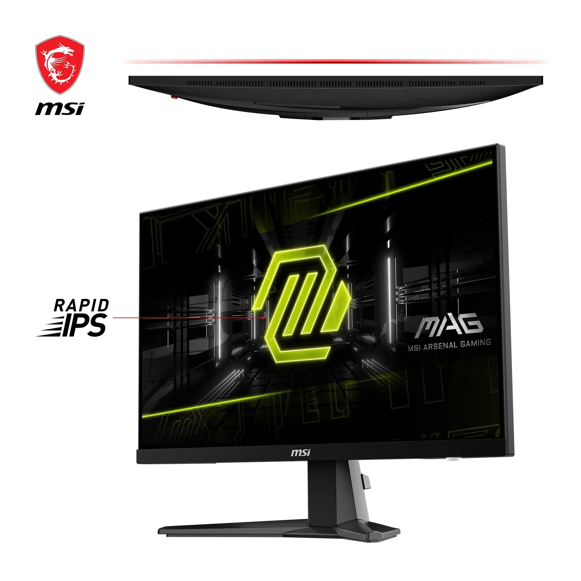 MSI MAG 256F 24,5 Zoll FHD Gaming Monitor - 1920 x 1080 Rapid IPS Panel, 180 Hz / 1ms GtG, 127% sRGB, Frameless Design, HDR Ready - DisplayPort 1.2a, HDMI 2.0b CEC