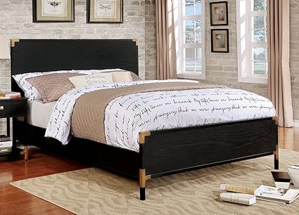 Amazon Com Carmela Black Gold Wood Queen Bed By Furniture