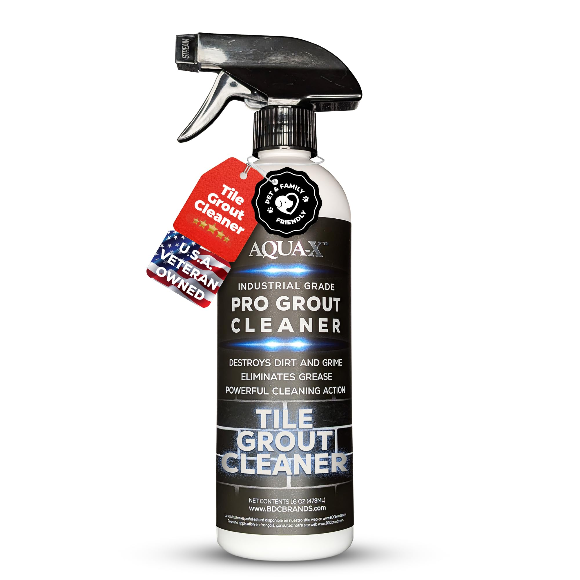 Photo 1 of AQUA-X Grout Cleaner 16oz - Heavy Duty Tile & Grout Stain Remover for Floors, Showers & Bathrooms - Deep Cleaning Formula for Bright, White, & Sealed Grout - Non-Toxic, Easy Scrub