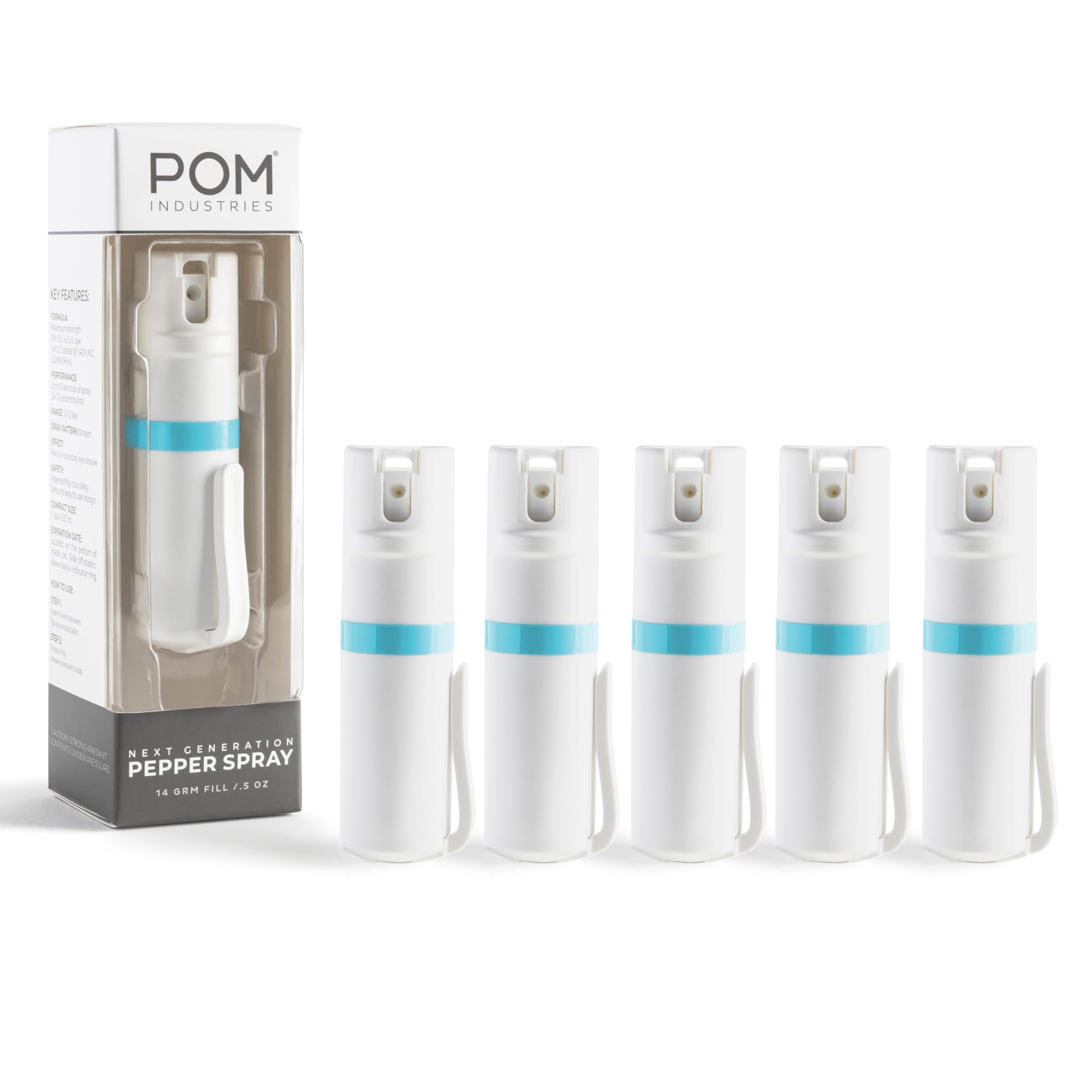 POM Pepper Spray Pocket Clip, Quick Flip Top Safety, Maximum Strength OC Formula with UV Marking Dye, Safe Compact and Tactical Design for Everyday Carry, 25 Bursts, 10 ft Range, 0.5 fl oz Image