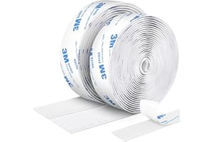 SUMMERBRITE 12ft x 1 Inch Hook and Loop Tape, Heavy Duty Double-Sided Adhesive Strips, Strong Sticky Back Fastener, Cuttable Interlocking Tape Fasteners for Home, Office, Car, School & DIY Crafts (White)