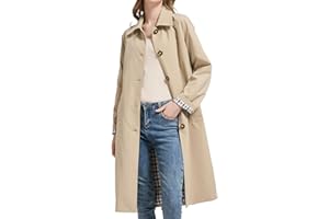 OROLAY CHIIONE Trench Coat Women Long Classic Plaid Lined Fashion Overcoat Single Breasted Oversized Outerwear for Spring