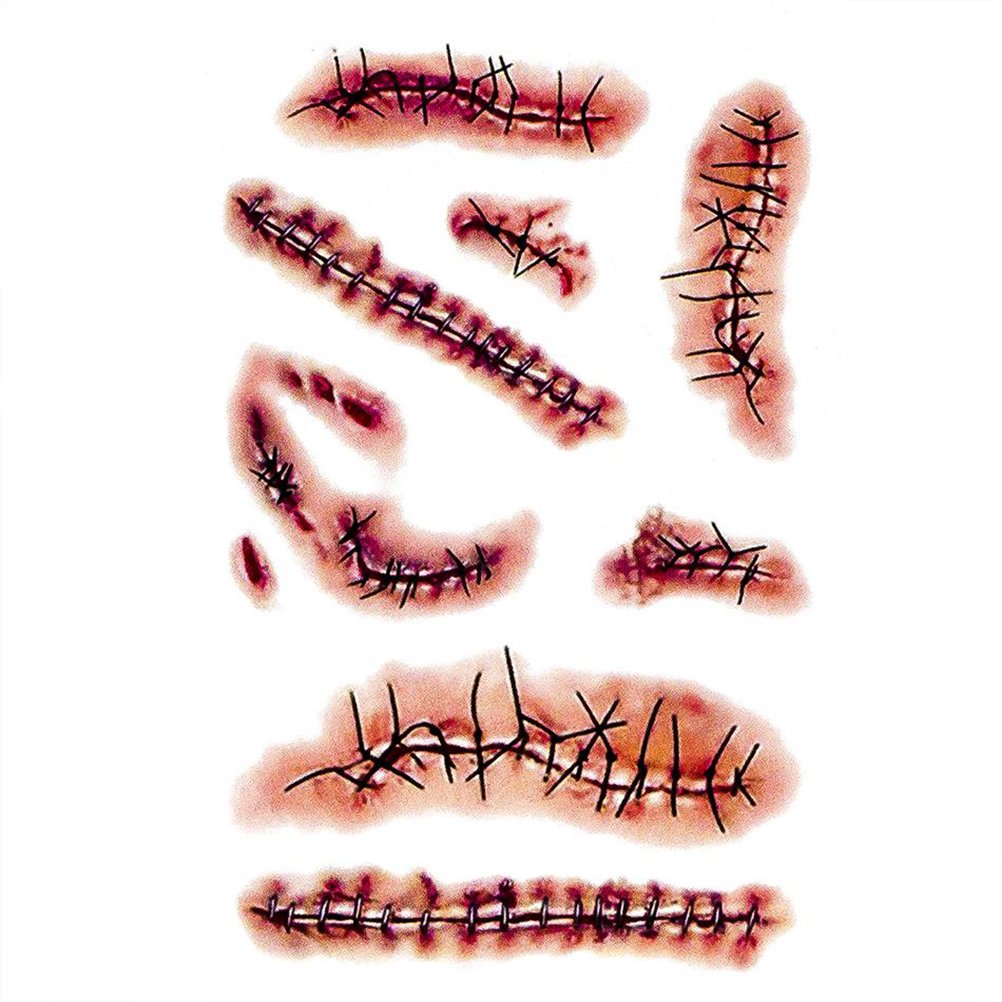 Zombie Scars Tattoos Xllree Bloody Scar with Fake Blood Costume Makeup Halloween Decorations Party Favor
