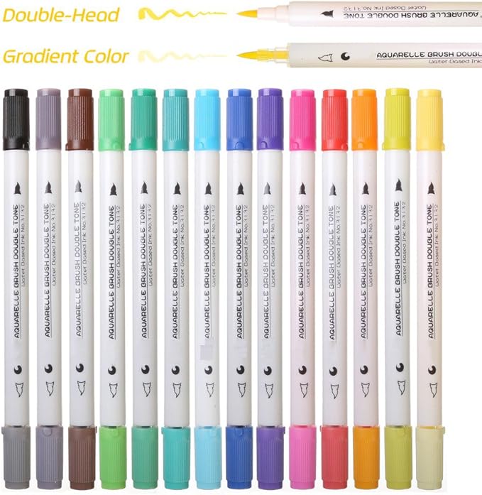 WCOCOW Pinselstift Set- 28 Farben,14Pcs, Steigung Dual Spitze ...