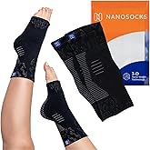 NanoSocks Compression Socks for Women & Men (1 Pair) - BEST Ankle Brace Support Sleeve for Neuropathy, Plantar Fasciitis, Diabetic Foot Nerve Pain Relief - Toeless (Medium, Black)