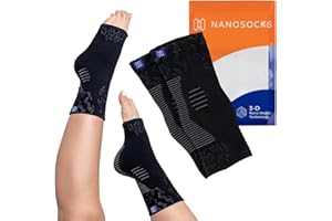 NanoSocks Compression Socks for Women & Men (1 Pair) - BEST Ankle Brace Support Sleeve for Neuropathy, Plantar Fasciitis, Diabetic Foot Nerve Pain Relief - Toeless (Large, Black)