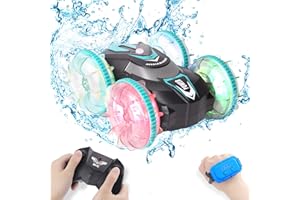 AHCo. Pool Toys Amphibious Remote Control Boat for Kids, Gesture Sensing Water RC Car for Boys Age 4-8 8-12 Year Old, Ideal Outdoor Summer Gifts & Birthday Presents, LED Wheels