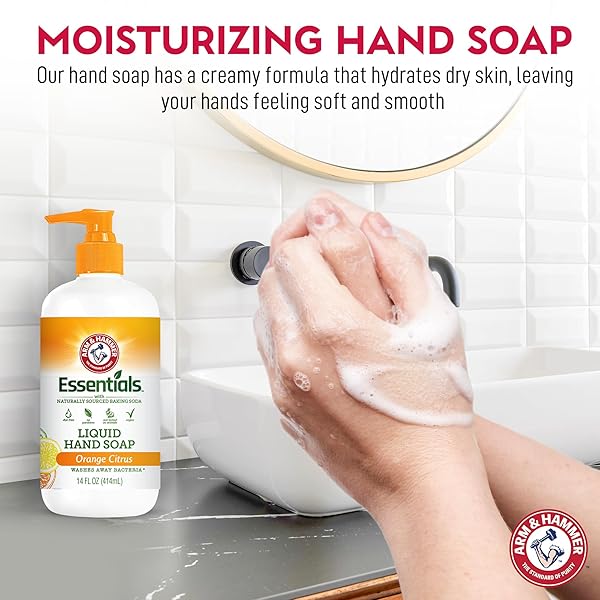 ARM & HAMMER LIQUID HAND SOAP FOR SKIN CLEANING – CLEANSER FOR KITCHEN & BATHROOM WITH GENTLE ROSE SCENT – NATURAL HAND SOAP CLEANSES, SOFTENS 14 FL OZ (414ML)