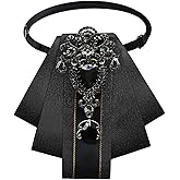 Gsyziux Rhinestone Bow Ties for Men Women, Satin Bowties Men Adjustable Pre-tied Bowtie with Brooch for Party Prom Cosplay