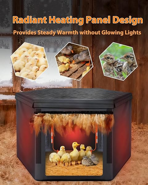 CHICK BROODER BOX HEAT PLATE,CHICKEN COOP HEATER WITH TEMPERATURE SENSOR – HEATING PANEL FOR BABY CHICKS – CHICKENS WARMER FOR WINTER – RADIANT HEATERS BROODING FOR OUTDOOR POULTRY (ORANGE)