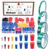 Wokape 105Pcs Powder Coating Plug Kit with PET Masking Tape, High Temp Silicone Rubber Tapered Plug Kit, for Powder Coating System, Plating, Media Blasting, Hydro Dipping