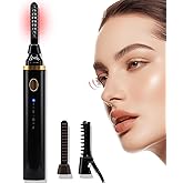 Vznffur Heated Eyelash Curler, 10s Fast Heating 3 Temp Settings, Eye Lash Curler Heat with with 3 Kind of Detachable Brush Head Covers, No Lashes Damage, Natural Curling 24H for Women - Black