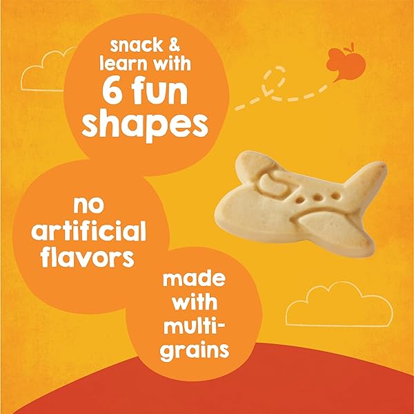 HAPPYTOT ORGANIC MULTI-GRAIN COOKIES TODDLER SNACK, FUN TRANSPORTATION SHAPES, VANILLA, 4.4 OUNCE (PACK OF 5)