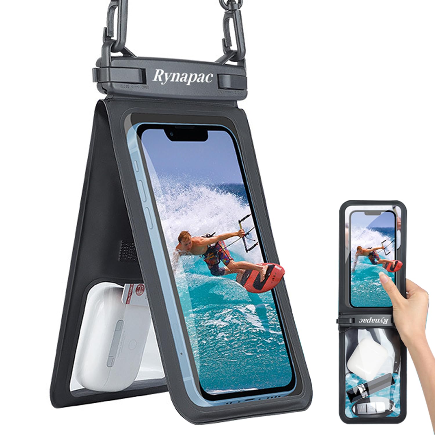 WUBAYI Waterproof Pouch Bag,IPX8 Double Pocket Universal Waterproof Phone Pouch Dry Bag,for 13 12 11 Pro Max XR X XS S22 P40 P20 Mate 40 to 6.7" for Swimming Snorkeling Black