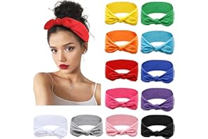 Huachi 12 Pack Bow Headbands for Women Headwraps Hair Band Knotted Headband Rabbit Ears Stretchy Turban Head Wraps Fashion Christmas Headbands Sport Cute Hair Accessories
