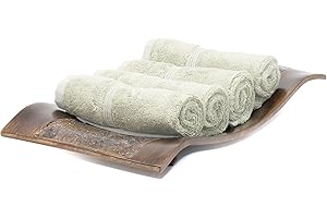 Mosobam Luxury Turkish Towels Set of 4 Washcloths 13X13 Seagrass Green 700 GSM Bamboo Viscose & Aegean Turkish Combed Cotton
