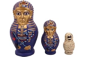 EBROS GIFT Ebros 3 Piece Set Ancient Egyptian Pharaoh King TUT Sarcophagus Coffins with Mummy Nesting Doll Matroyshka Figurines 6" Tall Gods of Egypt Ancient Artifact Replica Sculpture