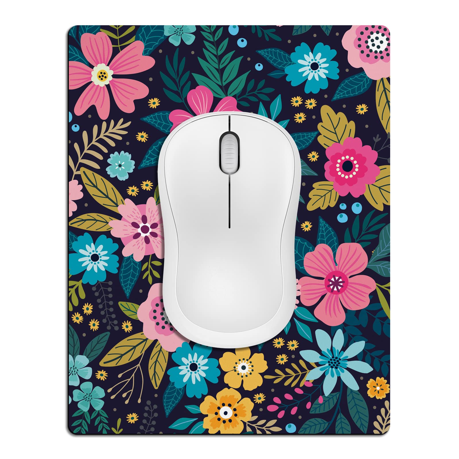 Photo 1 of Cyanbone Small Mouse Pad Cute, Mini Mouse Pads for Wireless Mouse and Laptop, Travel Mousepad with Designs - Colored Floral/Flowers, Portable Mouse Mat Waterproof - 5.5 x 7 in