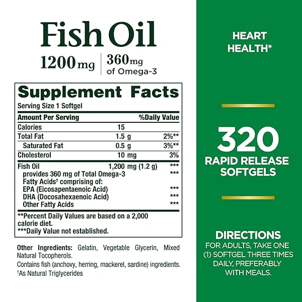 NATURE’S BOUNTY FISH OIL SOFTGELS 1200 MG, 320 COUNT