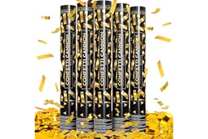 WORKKEEP Yellow Confetti Poppers, 15 Inch Gold Party Poppers for Birthday, Wedding, Halloween Celebrations - Air Powered Confetti Gun