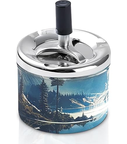 Stainless Steel Spinning Ashtray Push Down Ashtray With Lid Indoor Desktop Smoking Ash Tray For Home Office - View #9