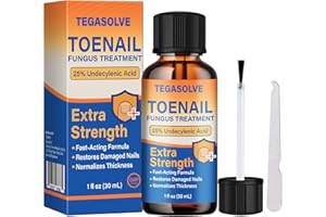 TEGASOLVE Toenail Fungus Treatment Extra Strength – 25% Undecylenic Acid Antifungal Solution for Thick, Discolored Nails – Podiatrist Recommended with Tea Tree, Aloe Vera & Soothing Botanicals (12 Pcs)
