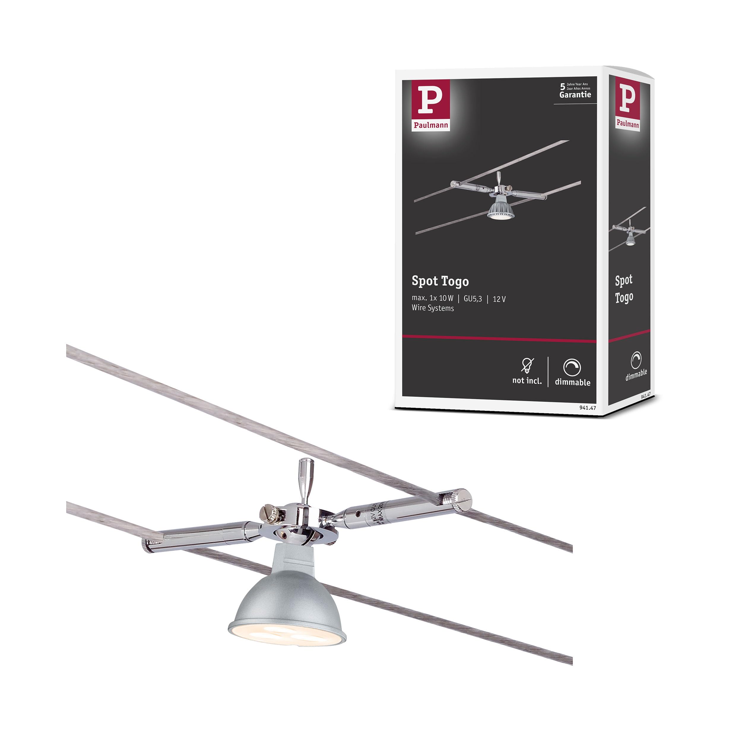 Paulmann 94147 Spot Cable System Togo max. 1x10W GU5,3 Chrome 12V Metal