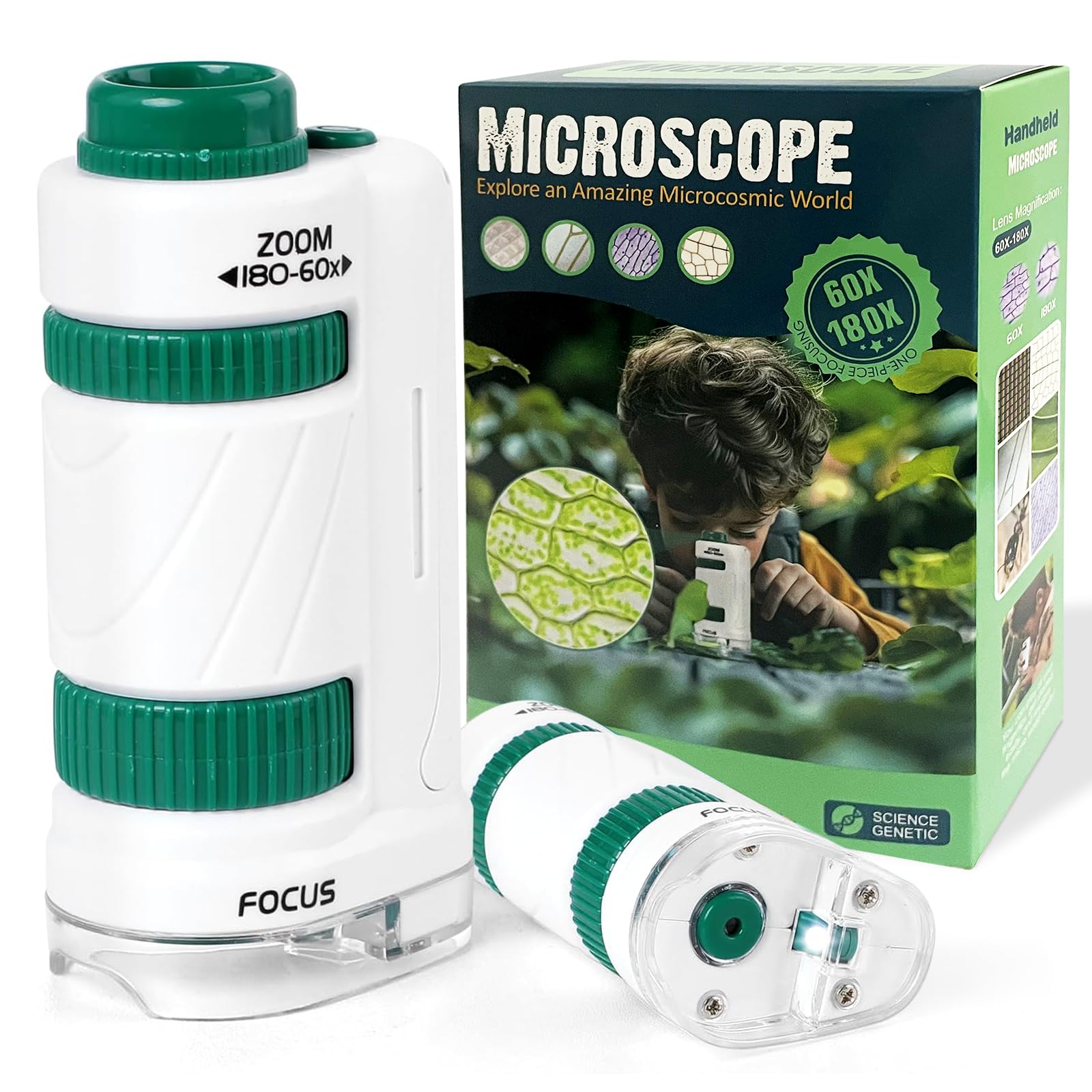 Photo 1 of Kids Microscope, 180x Zoom Pocket Microscope for Kids, Portable Handheld Miniscope Mini Scope Little Scientist Educational Science Kit,STEM & Science Toys Gift for 6+