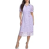 Kensie Women's Floral Lace Faux Wrap Midi Dress