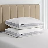 Hotel Grand Bed Pillows Queen Size Set of 2, 500 Thread Count Cotton Cover, Down Alternative Hotel Pillow for Side, Back, or Stomach Sleepers, Medium Firm Hypoallergenic 18”x26”
