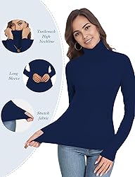 Womens Long Sleeve Turtleneck T-Shirts Mock Neck