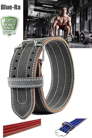 Amazon Blue Ra パワーベルト クイックリリース フックバックルベルト リフティングベルト 本革レザー レーニングベルト 筋トレベルト 11ホール グレー S Blue Ra トレーニングベルト