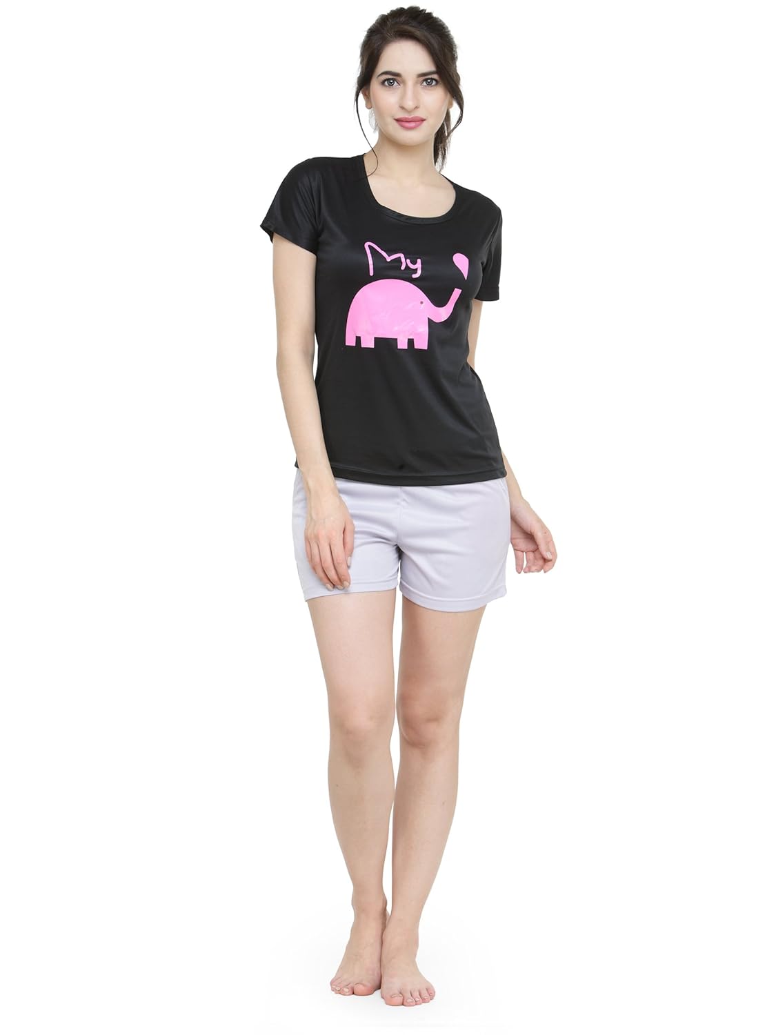 camey women elephant print top & short set nightsuit