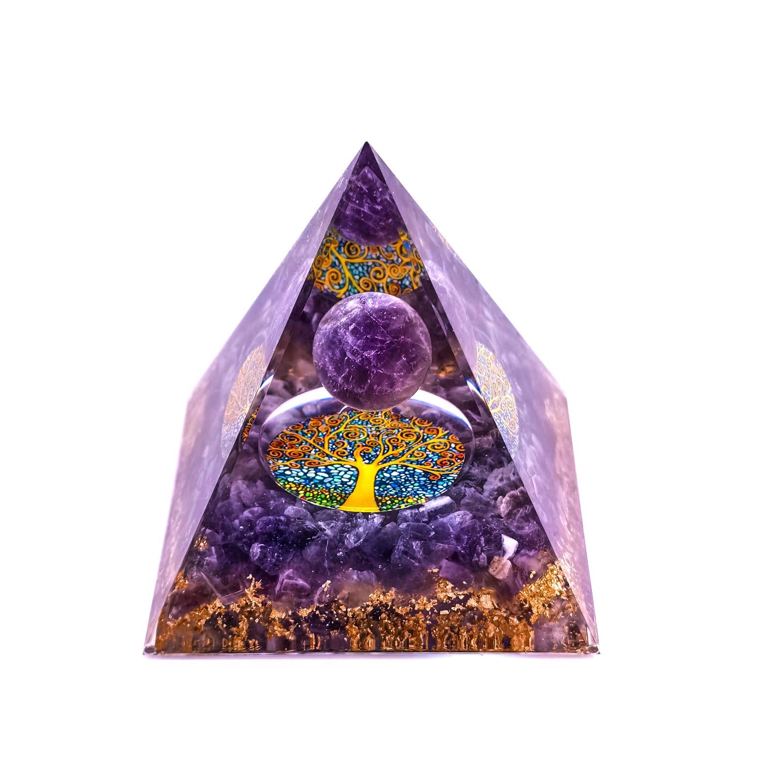 VNSTKWW Moonstone Crystal Orgone Pyramid Ogan Crystal Energy Tower Nature Reiki Chakra Crushed Stone Jewelry Flower of Life Crystal Orgonite Pyramid Healing Chakra Pyramid (violet)