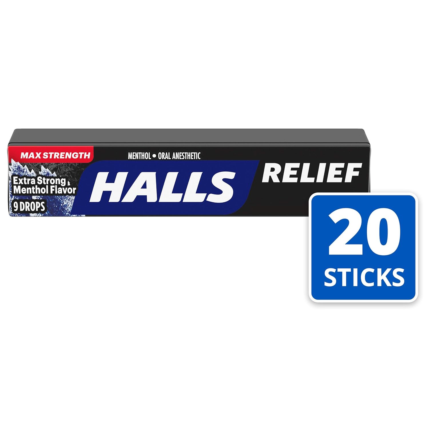 HALLS Relief Max Strength Extra Strong Menthol Throat Drops, 20 Packs of 9 Drops (180 Total Drops) : Grocery & Gourmet Food