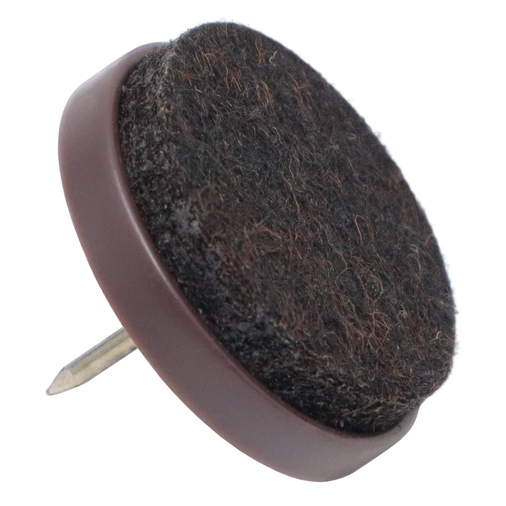 Adsamm® / 32 x Felt-pads with nail | Ø 1,1'' (Ø 28 mm) | brown | round | Premium quality furniture sliders with nail by Adsamm®