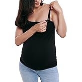 Motherhood Maternity Women's Clip Down Nursing Tank Top Cami with Adjustable Straps and Built-in Shelf Bra for Breastfeeding