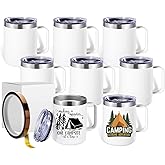 ColorSub 12 oz Sublimation Tumblers with Handle Insulated Stainless Steel Coffee Mugs Matte Tumblers Blanks with Gift Box, Heat Tape for Hot Cold Drinks, 8 Pack