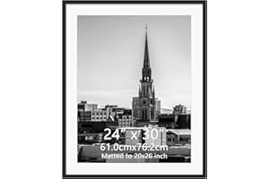 Hoikwo 24x30 Black Picture Frame, Display Pictures 20x26 with Mat or 24x30 Without Mat, 1 Pack 24 by 30 Frame for Wall Hanging