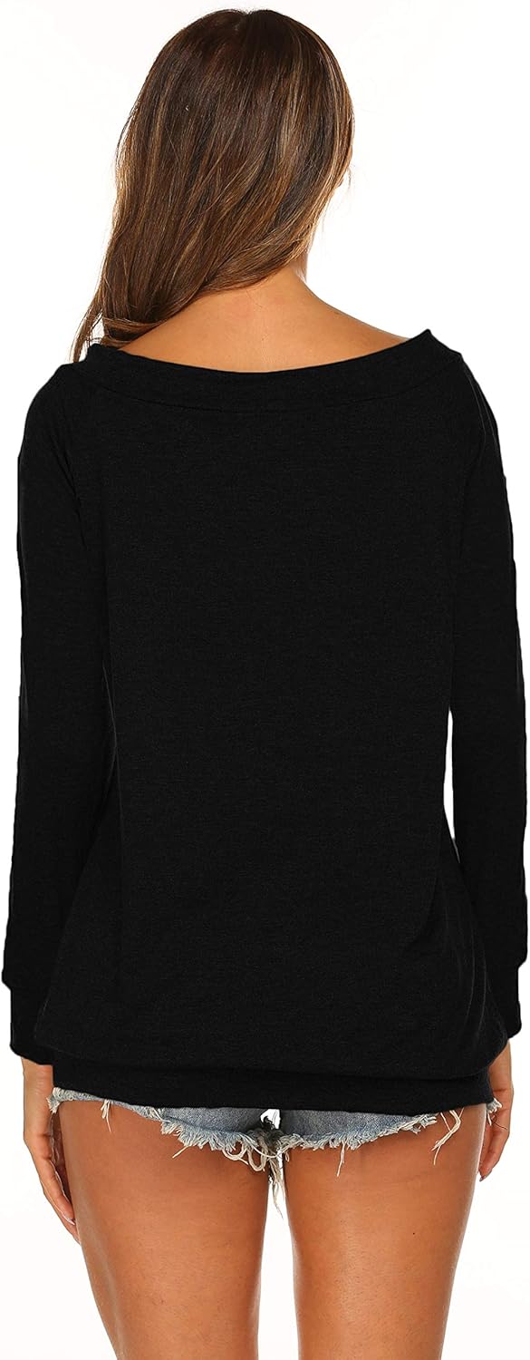 Halife Women's Long Sleeve Boat Neck Off Shoulder Blouse Tops at  Women’s Clothing store