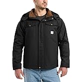 HISEA Winter Work Jackets for Men, Water Resistant Hooded Duck Canvas Coat, Relaxed Fit Insulated Utility Jacket with Pockets
