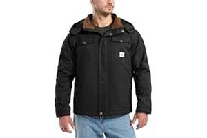 HISEA Winter Work Jackets for Men, Water Resistant Hooded Duck Canvas Coat, Relaxed Fit Insulated Utility Jacket with Pockets
