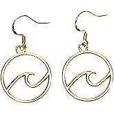 Gold wave dangle earrings