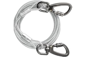 Duckygoo Dog Tie Out Cable 10FT,Dog Runner Lead for Yard with Heavy Duty Safety Buckle,Dog Zipline for Backyard,Dog Tether for Small Large Dogs Up to 250LBS,Dog Chain Leash for Outside,Camping,Outdoor