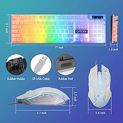 CHONCHOW LED Keyboard and Mouse, 104 Keys Rainbow
