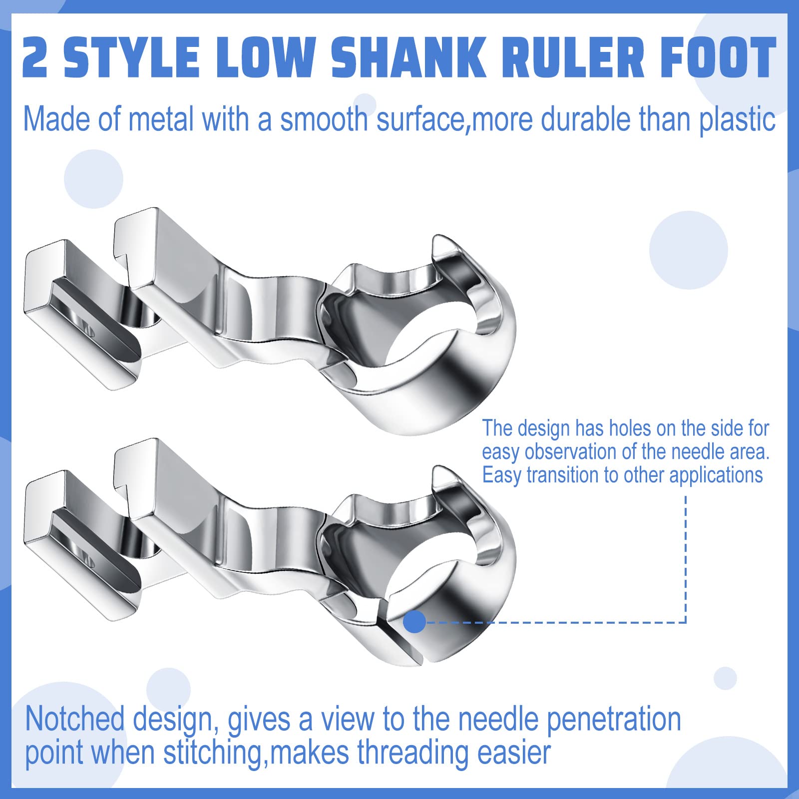 2 Pieces Low Shank Ruler Quilting Foot for Free Motion 1/4 Inch Thick Rulers, Ruler Quilting Pressure Foot Compatible with Singer Brother Kenmore Janome Pfaff Low Shank Sewing Machines