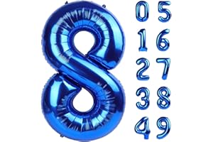 UPGESY Navy Blue Giant Number 8 Balloon 40 Inch, 8th Eight Blue Birthday Decorations, Men Women 8 18 28 38 80 88 Birthday Number Balloons, 8 Balloon Number Anniversary Graduations Party Supplies